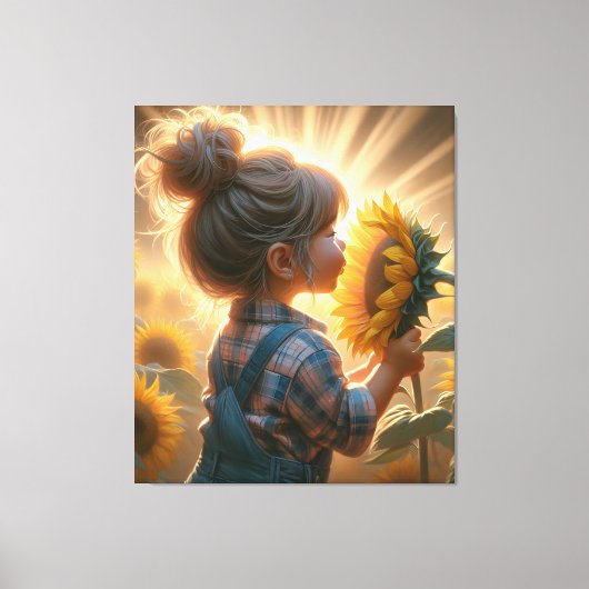 Zonnebloem Kind Canvas Afdruk (Voorkant)