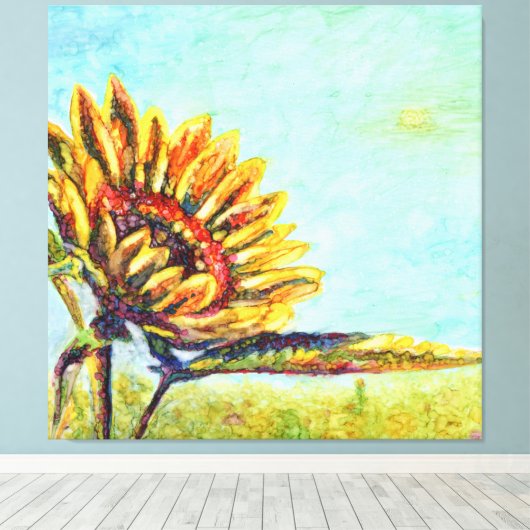 Zonnebloem Kleurig Abstract Canvas Afdruk (Insitu (Houten vloer))