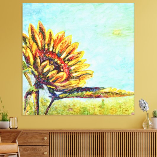 Zonnebloem Kleurig Abstract Canvas Afdruk (Insitu (Woonkamer))