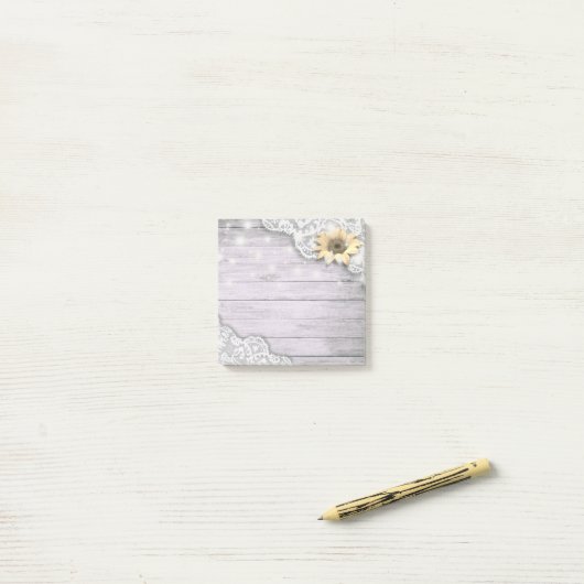  zonnebloem Klokjes Rustisch hout Post-it® Notes (Op bureau)