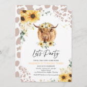 Zonnebloem Koe Birthday Party Kaart (Voorkant / Achterkant)