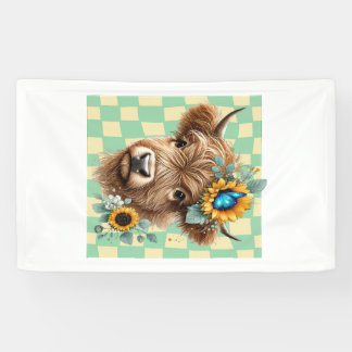 Zonnebloem Koe Png, Cute Schotse Hooglander Koe Spandoek