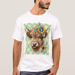 Zonnebloem Koe Png, Cute Schotse Hooglander Koe T-shirt