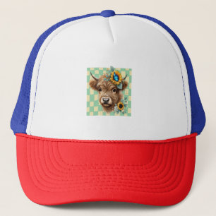 Zonnebloem Koe Png, Cute Schotse Hooglander Koe Trucker Pet