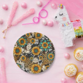 Zonnebloem Koe Print Western Papieren Bordje (Feest)