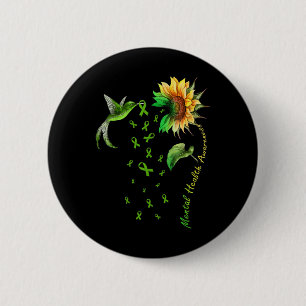 Zonnebloem kolibrie lint geestelijke gezondheid Aw Ronde Button 5,7 Cm