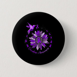 Zonnebloem kolibrie Paarse lint overdosis warri Ronde Button 5,7 Cm