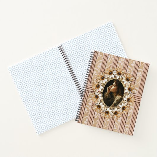 Zonnebloem krans rustiek notitieboek (Binnen)