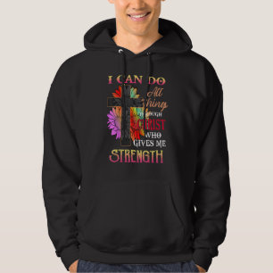 Zonnebloem Kruis me kracht Jezus Chri Hoodie