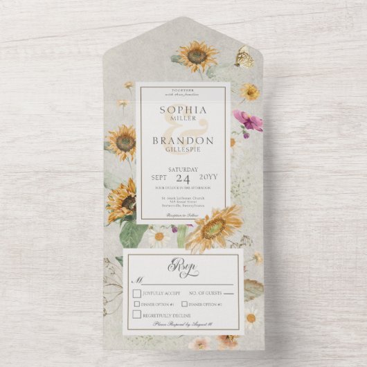 Zonnebloem Kruit All In One Uitnodiging (Binnen)