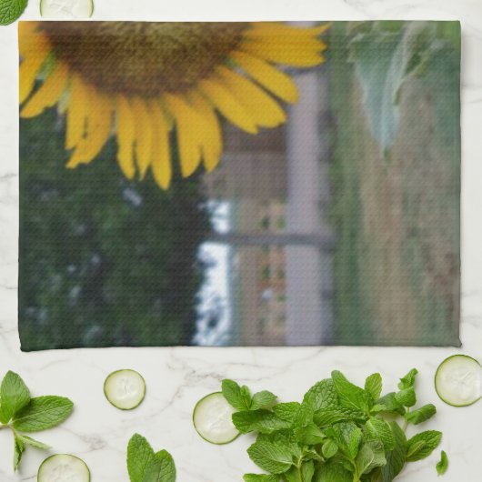 Zonnebloem Kunst Afdrukken Theedoek (Gevouwen)