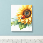 zonnebloem kunst - Canvas met frame Afdruk (Insitu (Houten vloer))