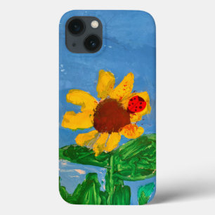 Zonnebloem "Kunst door kinderen" iPhone 13 Hoesje