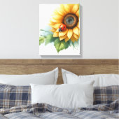 zonnebloem kunst - Ingepakte canvas Afdruk (Insitu (Slaapkamer))