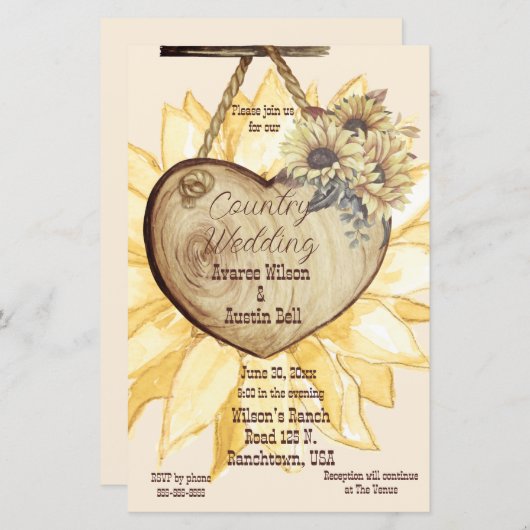 Zonnebloem land bruiloft (Voorkant / Achterkant)