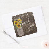 Zonnebloem Land Hout Mason Jar Weddenschap Vierkante Sticker (Envelop)