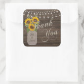 Zonnebloem Land Hout Mason Jar Weddenschap Vierkante Sticker (Tas)