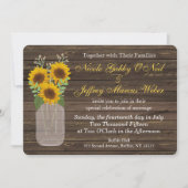 Zonnebloem Land Mason Jar bruiloft uitnodiging (Voorkant)