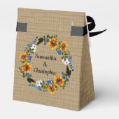 Zonnebloem Land Rustieke Burlap Print Bedankdoosjes (Achterkant)