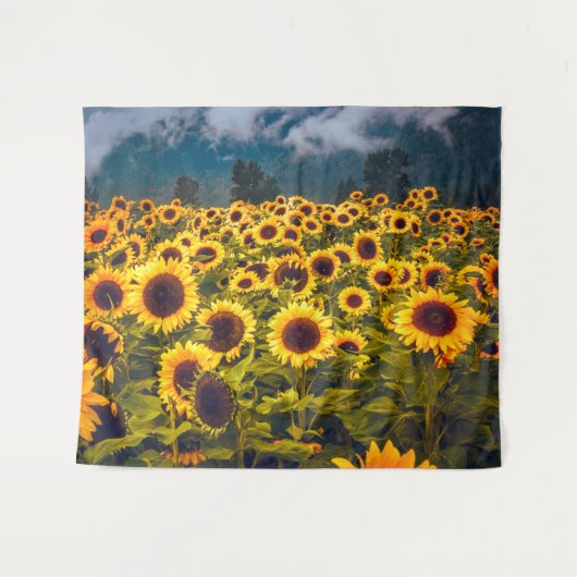 Zonnebloem Landschap Flowers Yellow Wandkleed (Voorkant (horizontaal))