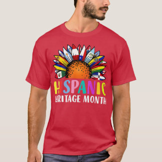 Zonnebloem-latino-landen met een heispanisch erfgo t-shirt