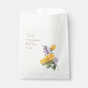 Zonnebloem & Lavendel Gouden Tekst Witte Bruiloft Bedankzakje
