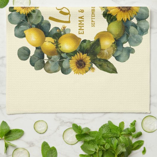 Zonnebloem Lemon Krans Love Design Theedoek (Gevouwen)