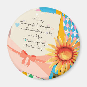 Zonnebloem Lettercode Envelope Moederdag Magneet