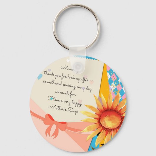 Zonnebloem Lettercode Envelope Moederdag Sleutelhanger (Voorkant)