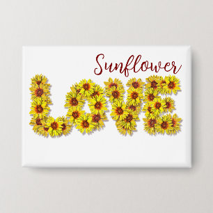 Zonnebloem Liefde Knop Button