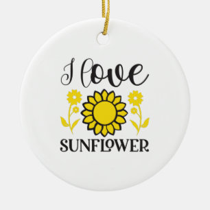 Zonnebloem Liefhebber   Ik Hou van Zonnebloem Keramisch Ornament