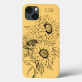 Zonnebloem lijn illustratie monogram Case-Mate iPhone case (Achterkant)