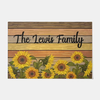 Zonnebloem Lover Gift, Retro Wood Garden Mat