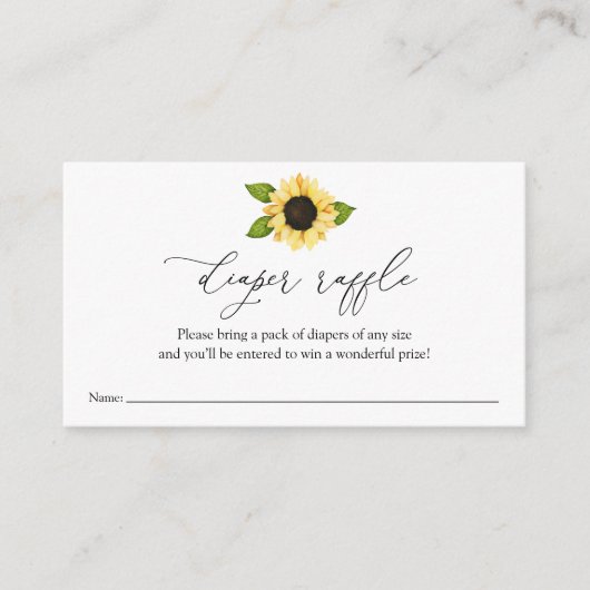Zonnebloem Luidplaatje Raffle Informatiekaartje (Voorkant)