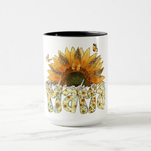 Zonnebloem MAMA Lettering met Vlinders Mok