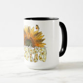Zonnebloem MAMA Lettering met Vlinders Mok (Voorkant rechts)