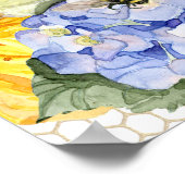Zonnebloem Mama naar Bee Bumblebee Blue Hydrangeas Poster (Hoek)