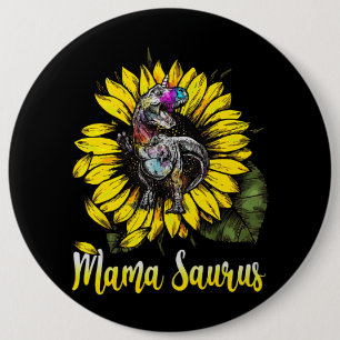 Zonnebloem Mamasaurus T Rex Dinosaurus Mama Saurus Ronde Button 6,0 Cm