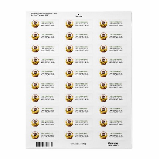 Zonnebloem mand Chocolade Lab Retriever Puppy Etiket (Full Sheet)