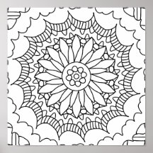 Zonnebloem Mandala Kleurend Poster