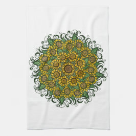 Zonnebloem Mandala Natuur Lover Zonnebloemen Flora Theedoek