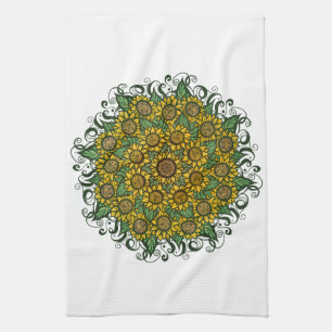 Zonnebloem Mandala Natuur Lover Zonnebloemen Flora Theedoek