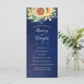 Zonnebloem Marine Blauw Rustieke Herfst Bruiloft P Programma (Staand voorkant)