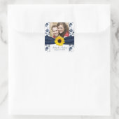 Zonnebloem Marine en Witte Damast Bruiloft Sticker (Tas)