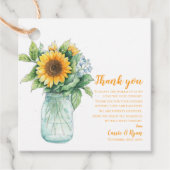 Zonnebloem Mason Jar bruiloft Dank u bericht Bedankjes Labels (Voorkant)