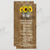 Zonnebloem Mason Jar Burlap + Kant Trouwprogramma' Programma (Voorkant / Achterkant)