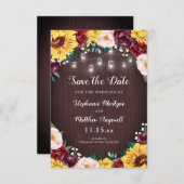 Zonnebloem Mason Jar Lights Bloemen Hout Bruiloft Save The Date (Voorkant / Achterkant)