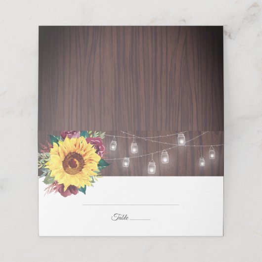 Zonnebloem Mason Jar Lights Hout Bruiloft (Buitenkant ongevouwen)