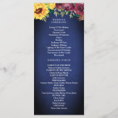 Zonnebloem Mason Jar Lights Marine Blauw Bruiloft Programma (Achterkant)