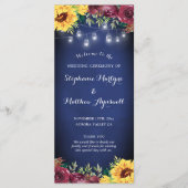 Zonnebloem Mason Jar Lights Marine Blauw Bruiloft Programma (Voorkant)